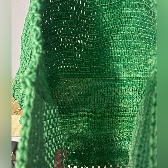 Pink & Green “Be Back Never” Raffia Tote - Picture 6 of 8